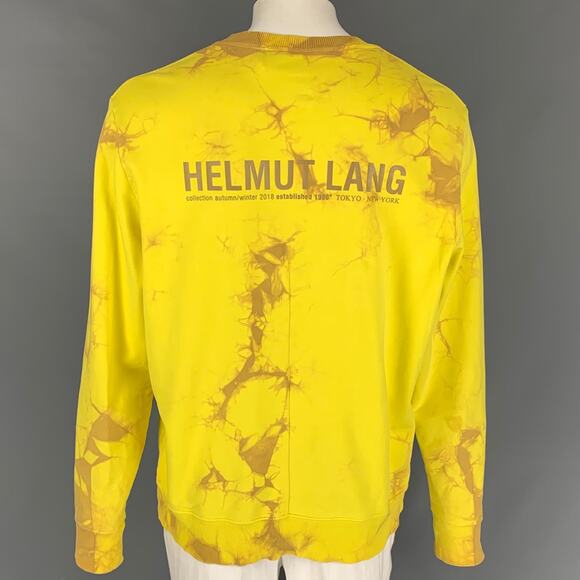 HELMUT LANG Size XXL Yellow Brown Tie Dye Cotton Crew-Neck Sweatshirt - Picture 1 of 6